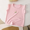 thumbnail image 1 of Frwgonr Girls Stretchy T-shirts Ruffle Sleeve T Shirts Casual Cute Crewneck Tops Blouses 6M-11, Pink, 1 of 3