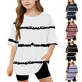 thumbnail image 1 of Frwgonr Girls T-Shirts Soft Striped Tees Kids Tshirts Clothes Summer Tops T-Shirt Pink, Size 5-15 Years, 1 of 6