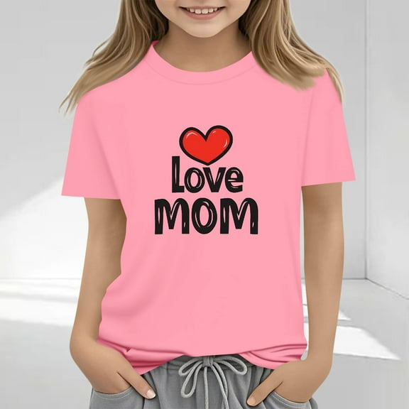 Frwgonr Girls T-shirts Mother's Day Shirts for Girls Kids T-Shirts Tees Summer Tops 2-13 Years, Pink