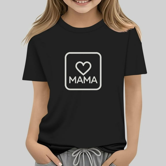 Frwgonr Girls T-shirts Mother's Day Shirts for Girls Kids T-Shirts Tees Summer Tops 2T-13, Black