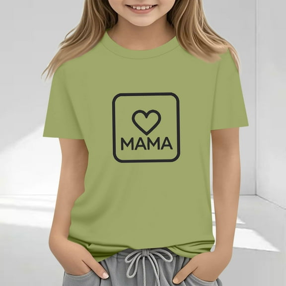 Frwgonr Girls T-shirts Mother's Day Shirts for Girls Kids T-Shirts Tees Summer Tops 2T-13, Green