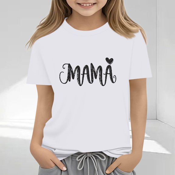 Frwgonr Girls T-shirts Mother's Day Shirts for Girls Kids T-Shirts Tees Summer Tops Size 2T-13, White