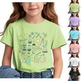thumbnail image 1 of Frwgonr Girls Tees Short Sleeve Girls Casual Shirts Graphic Tops Back of School Clothes Green, Size 3-15 Years, 1 of 6