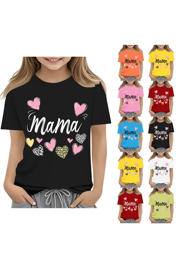 Girls Weekend T-Shirts Mama's Boy Tee Shirt Top Summer Short Sleeve Clothes for Mother's Day Blue, Size 3-16 Years