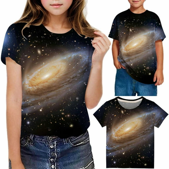 Frwgonr Girls Weekend T-Shirts Soft Space Tees Kids Boys Casual Tshirts Clothes Summer Tops Black, Size 3-14 Years