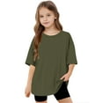 thumbnail image 1 of Frwgonr Girls Youth T-shirts Kids Casual Crewneck Short Sleeve Loose Basic Tee Tops 3-10 Years, Army Green, 1 of 5