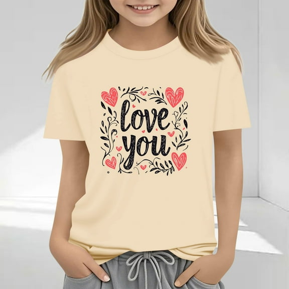 Frwgonr Girls Youth T-shirts Mother's Day Shirts for Girls Kids T-Shirts Tees Summer Tops 2T-13, Khaki