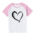 thumbnail image 1 of Frwgonr Graphic Tees for Boys Girls Pink Cute Heart Grpahic Raglan Short Sleeve Tee Tops 3-14 Years, 1 of 5