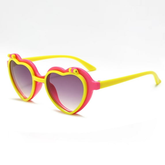 Frwgonr Kids Heart Boys Girls Sunglasses UV Protection for Teen Party Beach Shades Hot Pink, Size 2T-12