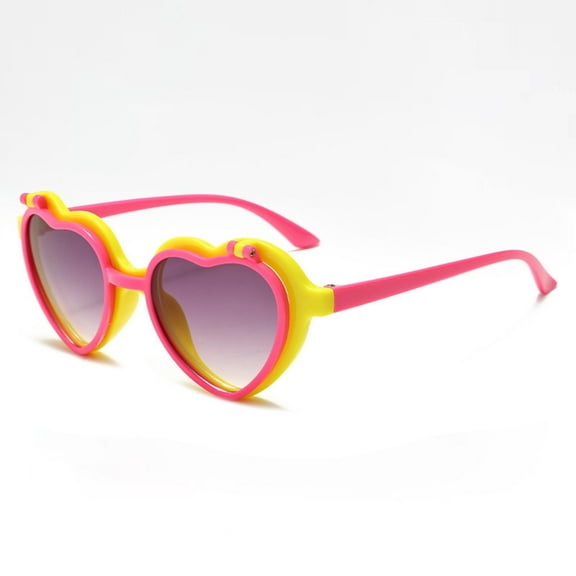Frwgonr Kids Heart Boys Girls Sunglasses UV Protection for Teen Party Beach Shades Yellow, Size 2T-12
