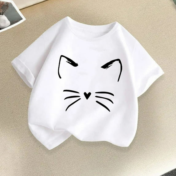 Frwgonr Kids Shirts Boys Girls White Kids Summer Casual Daily Shirt Fashionable Graphic Tops Tee 2-14