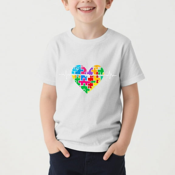 Frwgonr Little Boys T-shirts Short Sleeve Tee Tops Casual Graphic Clothes Crew Neck Shirts 3-16 Years, White