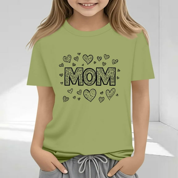 Frwgonr Little Girls T-shirts Mother's Day Shirts for Girls Kids T-Shirts Tees Summer Tops 2T-13, Green
