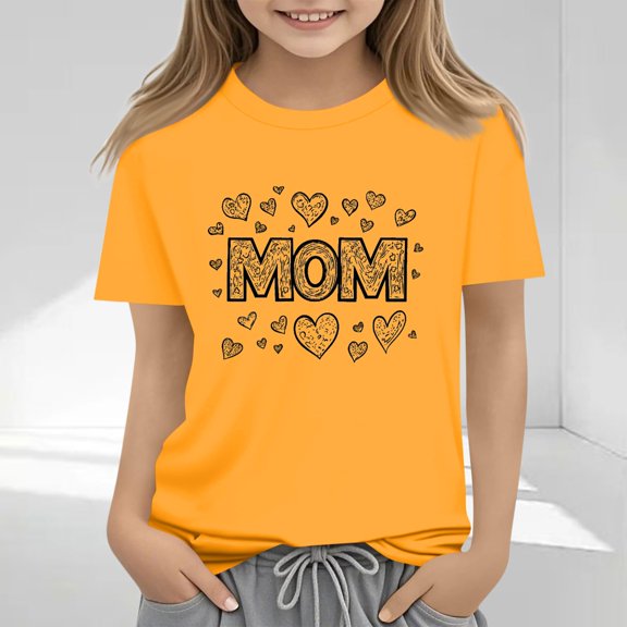 Frwgonr Little Girls T-shirts Mother's Day Shirts for Girls Kids T-Shirts Tees Summer Tops 2T-13, Yellow