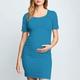 thumbnail image 1 of Frwgonr Maternity Dress Summer Sky Blue Short Sleeve Maternity Dress Ruched Pregnancy Clothes S-XL, 1 of 6