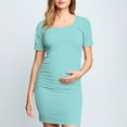 thumbnail image 1 of Frwgonr Maternity Dresses Mint Green Short Sleeve Maternity Dress Ruched Pregnancy Clothes S-XL, 1 of 6