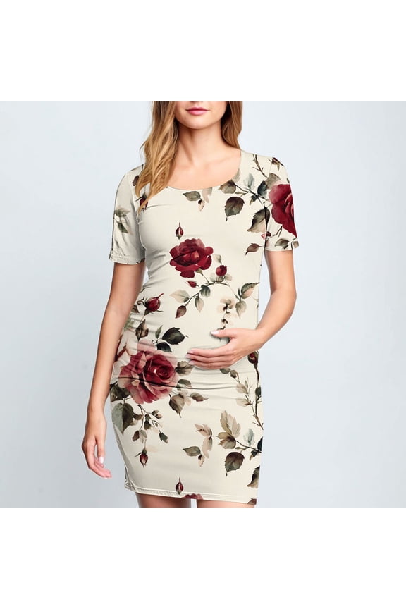 Maternity Photo Dresses Multicolor Maternity Short Sleeve Dress Mama Baby Shower Pregnancy Dress S-XL