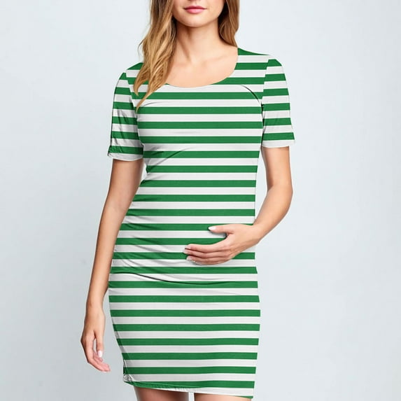 Frwgonr Maternity PhotoDress Green Short Sleeve Bodycon Summer Dress S-XL