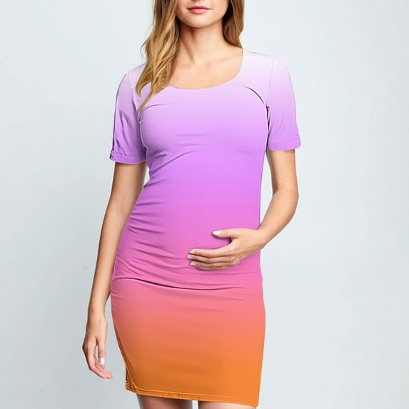 Frwgonr Maternity Work Dresses Purple Maternity Short Sleeve Dress Mama Baby Shower Pregnancy Dress S-XL