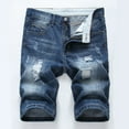 thumbnail image 1 of Frnrwgo Men's Denim Shorts Distressed Ripped Stretch Elastic Waist Relaxed Fit Summer Beach Lightweight Casual Jeans, 1 of 4
