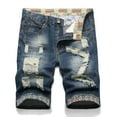 thumbnail image 1 of Frwgonr Men's Ripped Denim Jean Shorts with Zip Pockets Elastic Stretch Outdoor Casual Summer Bottoms, 1 of 5