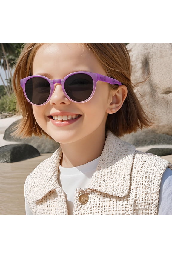 Polarized Kids Sunglasses for Girls Boys, Outdoor Beach Eyewear UV Protection for Children Purple, Size 2T-12