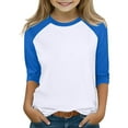 thumbnail image 1 of Frwgonr Shirt for Girls Size 3T-14 Crewneck Raglan 3/4 Sleeve Shirts Clothes Cute Pullovers Tops Blue, 1 of 6