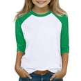 thumbnail image 1 of Frwgonr Shirt for Girls Size 3T-14 Crewneck Raglan 3/4 Sleeve Shirts Clothes Cute Pullovers Tops Green, 1 of 6