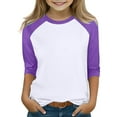 thumbnail image 1 of Frwgonr Shirt for Girls Size 3T-14 Crewneck Raglan 3/4 Sleeve Shirts Clothes Cute Pullovers Tops Purple, 1 of 6