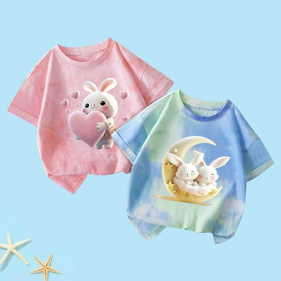 Frwgonr Shirts for Toddlers Boys Girls Trendy Multicolor 2-Pack Tie Dye T-Shirt Soft Casual Tops for Kids 1-12