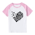 thumbnail image 1 of Frnrwgo Short Sleeve Boys Girls Shirts Pink Cute Heart Grpahic Raglan Short Sleeve Tee Tops 3-14 Years, 1 of 5