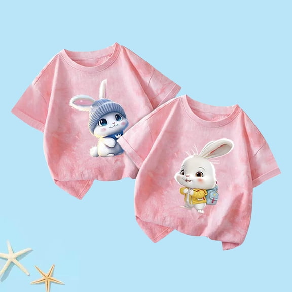 Frwgonr T-Shirts for Boys Girls Pink 2-Pack Tie Dye T-Shirt Soft Casual Tops for Kids 1-12 Years