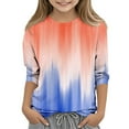 thumbnail image 1 of Frwgonr Teen Boys Girls Short Sleeve Shirts Orange Kids 3/4 Sleeve Cute Tops Graphic Crew Neck Shirts Soft Summer Tees 3-12 Years, 1 of 5