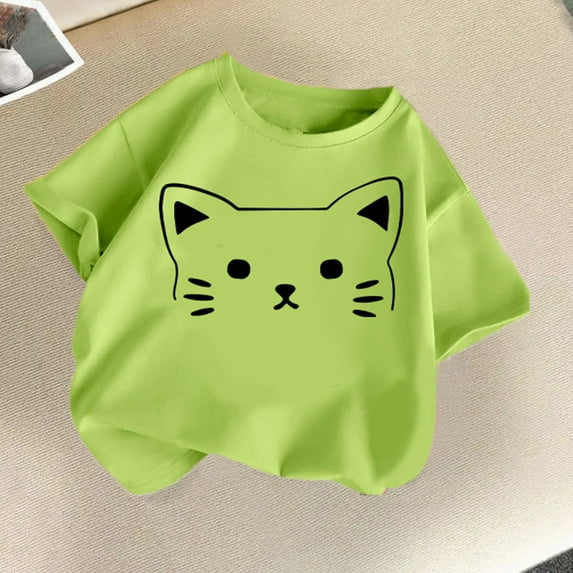 Frwgonr Toddler Boys Girls Shirts Mint Green Kids Summer Casual Daily Shirt Fashionable Graphic Tops Tee 2T-14