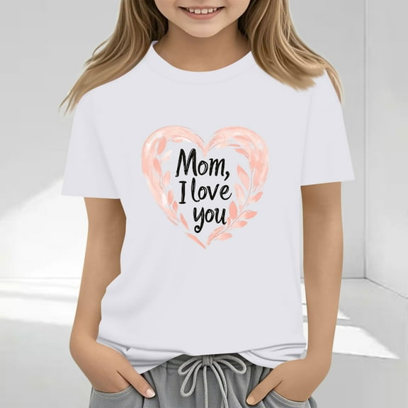 Frwgonr Toddler Girl Shirts Mother's Day Shirts for Girls Kids T-Shirts Tees Summer Tops 2-13 Years, White