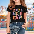 thumbnail image 1 of Frwgonr Toddler Girls T-shirts Short Sleeves Blouse Crewneck Birthday Graphic Summer Kids Tee Tops 2-15 Years, Black, 1 of 5
