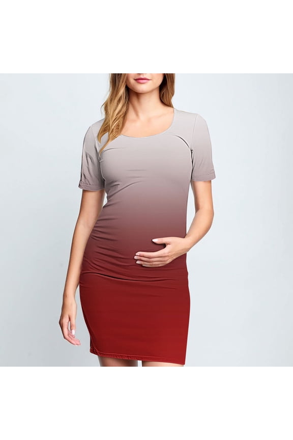 Womens Maternity Dress Multicolor Maternity Short Sleeve Dress Mama Baby Shower Pregnancy Dress S-XL
