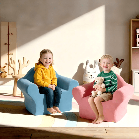 Frxeyaliz Kids Toddler Sofa, Chenille Fabric Chair with Armrests, Washable Soft Furniture for 1-3 Years Children Play Reading