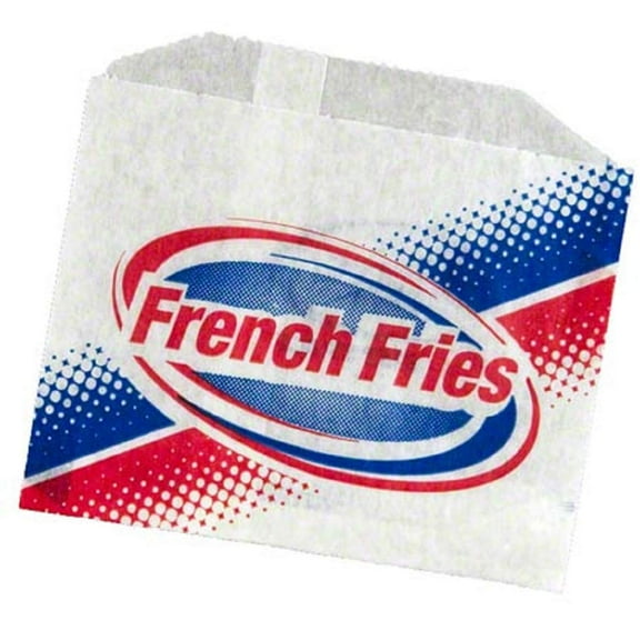 Fry Bags/ Fries Bag, Stock Printed Design, Grease Paper, 4.5 x 3.5 inches, 1000 Bags Per Box, 805-1