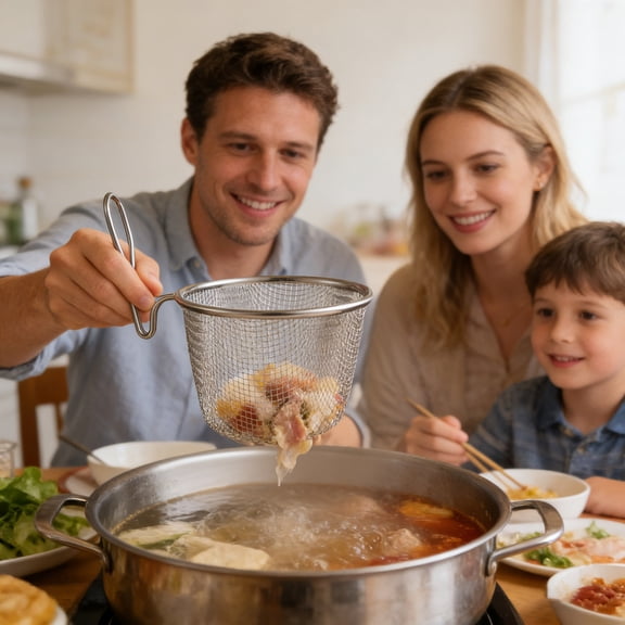 Fry Basket Stainless Steel Fine Wire Mesh Food Colander Strainer Small Hot Frying Pan Filter Basket Sieve Dryer for Noodle Dumplings Kitchen Tools, Diameter 4.13 inches