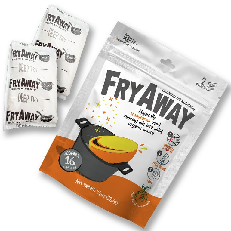 FryAway Deep Fry Waste Cooking Oil Solidifier Powder, 100% Plant-Based  Cooking Oil Disposal, Solidifies Up to 8 Cups of Oil per use, (2ct per  Package, 16 Cups/4 Liters) 
