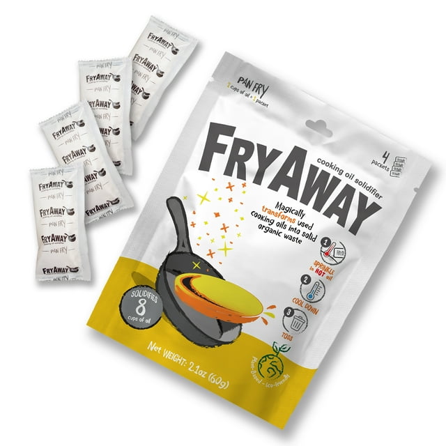 FryAway Pan Fry Cooking Oil Solidifier, Easy Oil Disposal, 4 Packets