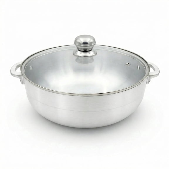 FryNest 5.5 qt Caldero Stockpot with Tempered Glass Lid, 11 in Aluminum Pot, Induction Compatible
