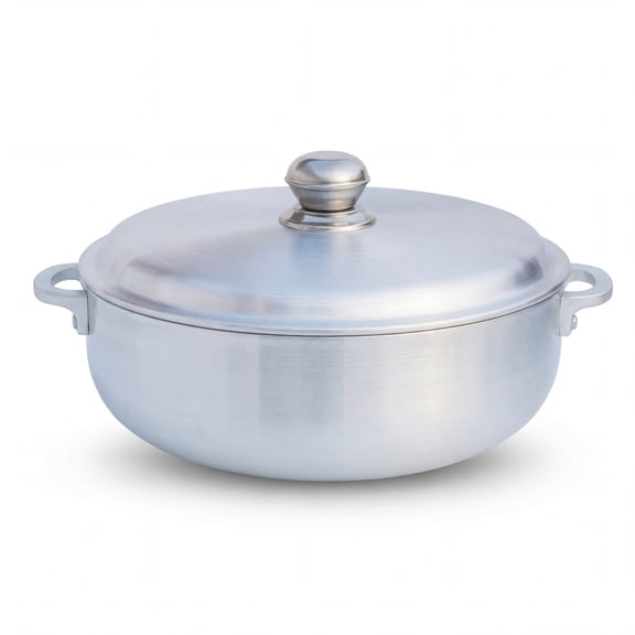 FryNest 7 qt Caldero Stockpot with Silver Aluminum Lid, 12 in Aluminum Pot, Induction Compatible