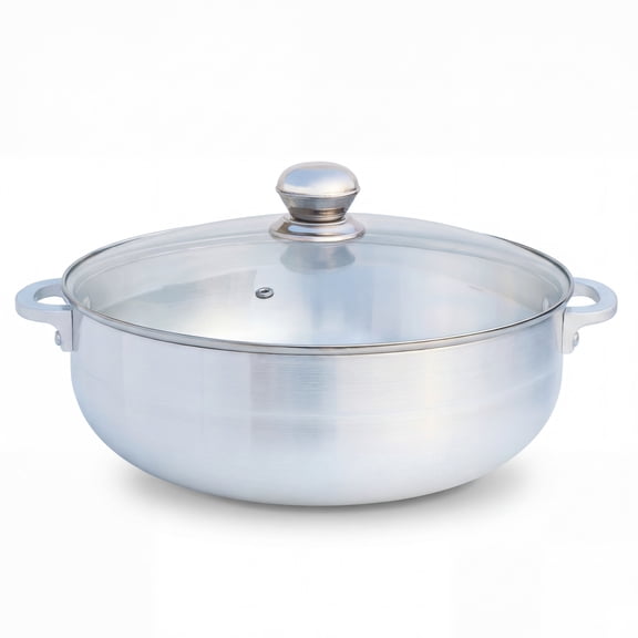 FryNest 7 qt Caldero Stockpot with Tempered Glass Lid, 12 in Aluminum Pot, Induction Compatible