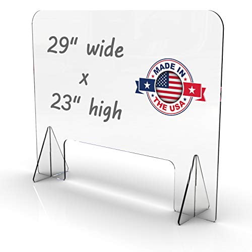 FryOilSaver Co, 29" Wide x 23" High Sneeze Guard, Sturdy Plexiglass Shield Premium 1/4 Inch Thick Sneeze Guard, Clear Sneeze Guard for Counter, Extra Sturdy Plexiglass Shield,