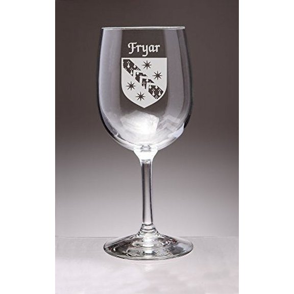 Fryar Irish Coat of Arms Wine Glasses - Set of 4 (Sand Etched)