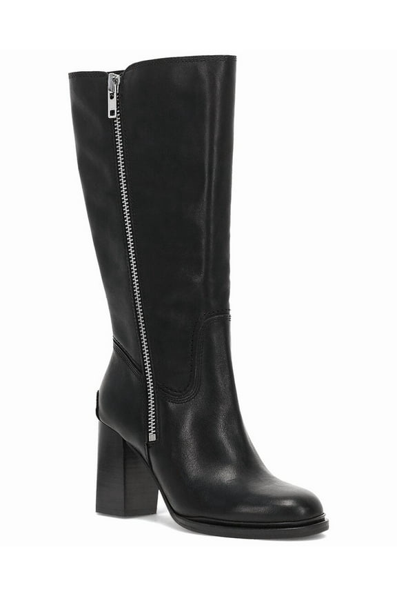 Alex Heavy Zip Leather Boot, 10, Black