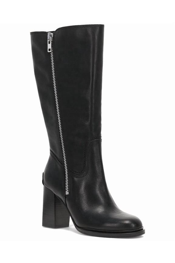 Alex Heavy Zip Leather Boot, 7, Black