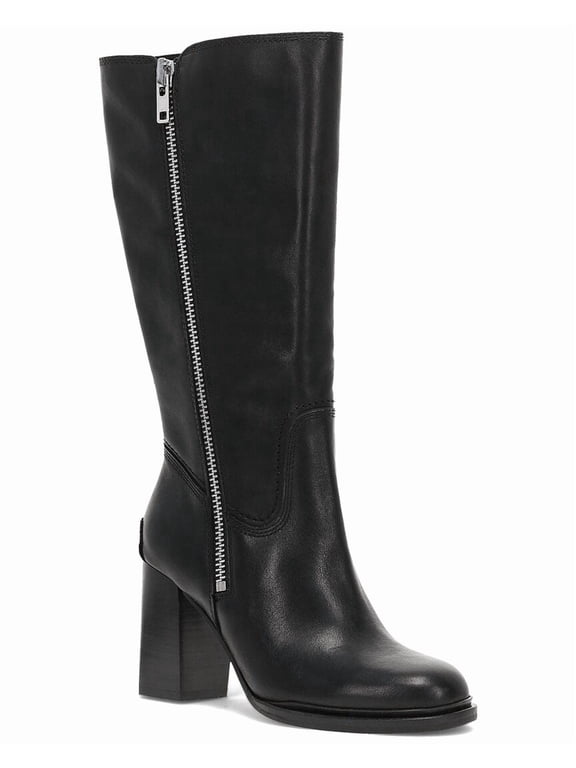 Alex Heavy Zip Leather Boot, 8, Black